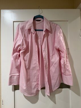 Zara Pink and White Narrow-Strip Dress Shirt